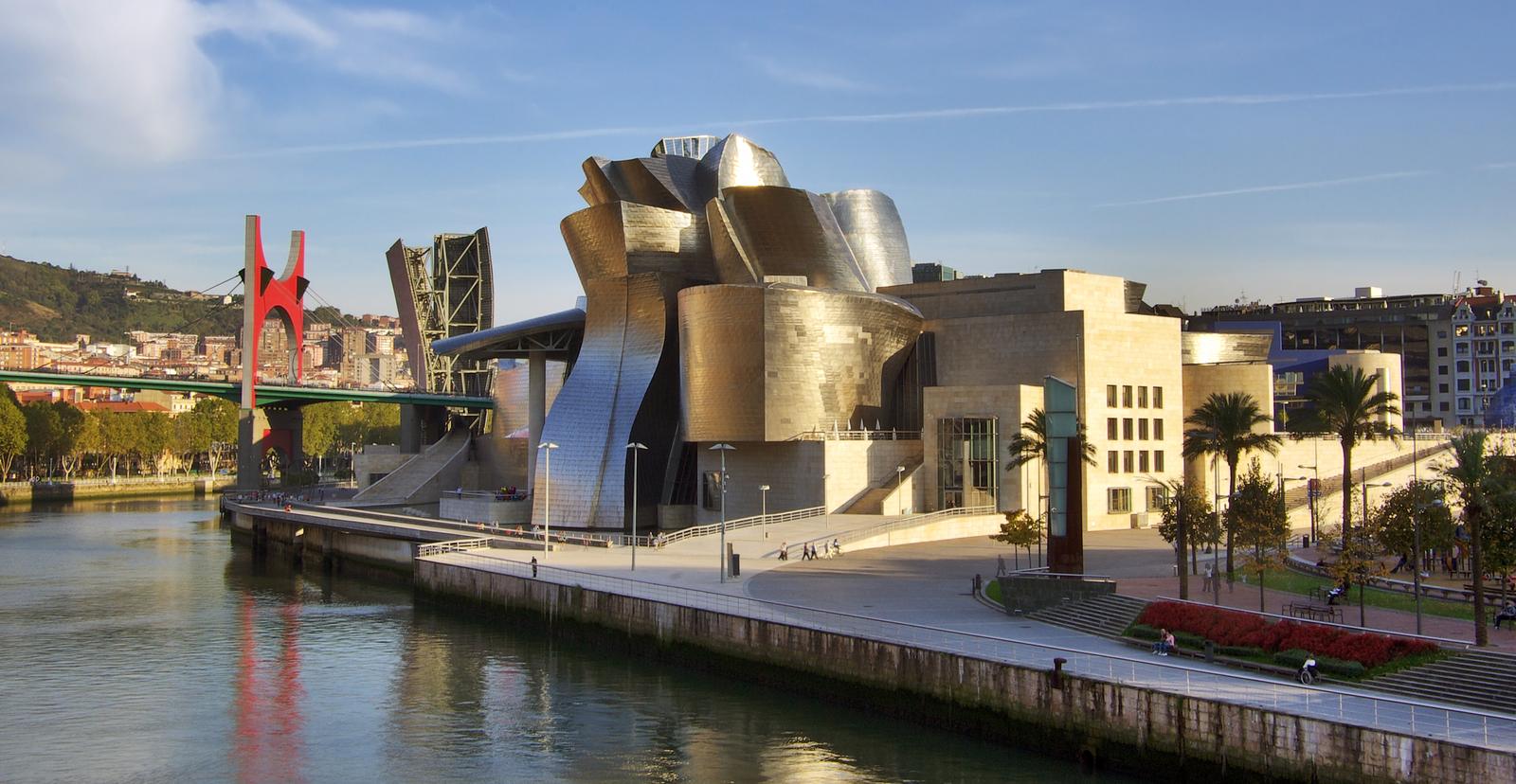 Guggenheim Museum Bilbao exterior along the river